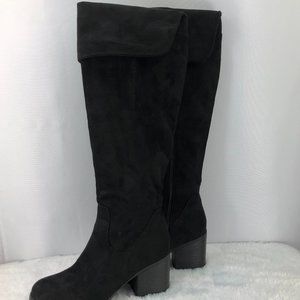 ROUGE black faux microsuede over the knee foldover boots - SZ 8.5